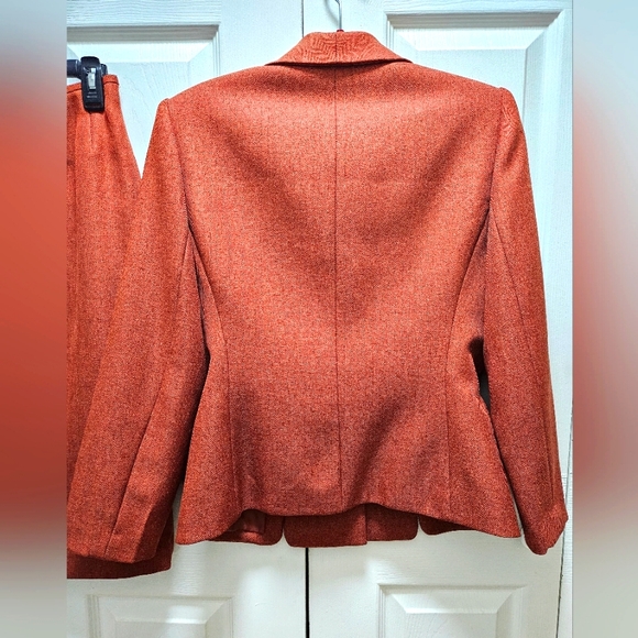Le Suit Women’s Pencil Skirt Set Suits Orange/ Rust Herringbone Pattern Size 8 - Picture 3 of 10
